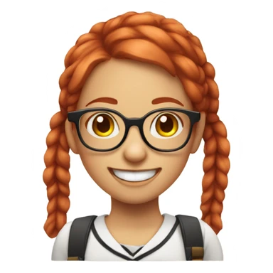 Nerd girl with glasses and buck teeth braces red hair and pigtails sticker