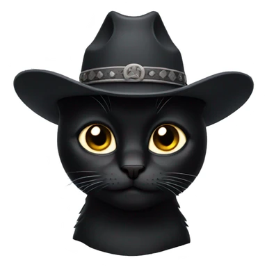 A black cat with a cowboy hat sticker