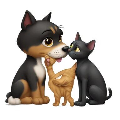 A cat kiss dog sticker