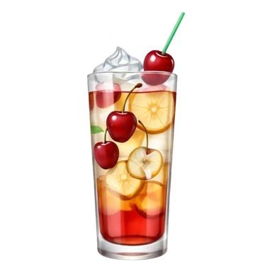 Japanese cream soda on a glass with ice cherry on top sticker