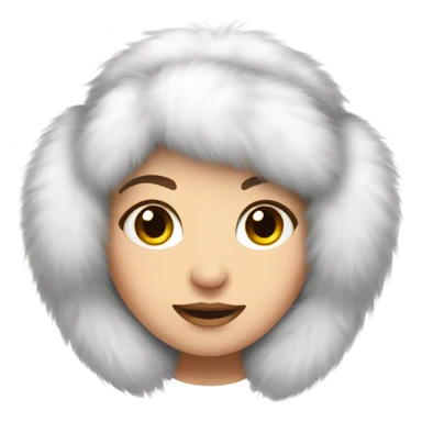 Girl in white big fluffy fur ear muffs sticker