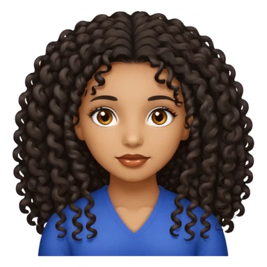 Beautiful Haitian and Puerto Rican girl with light brown skin and long black length very curly hair and beautiful hazel eyes sticker