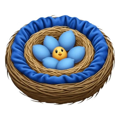 Nest made with blue velvet fabric sticker