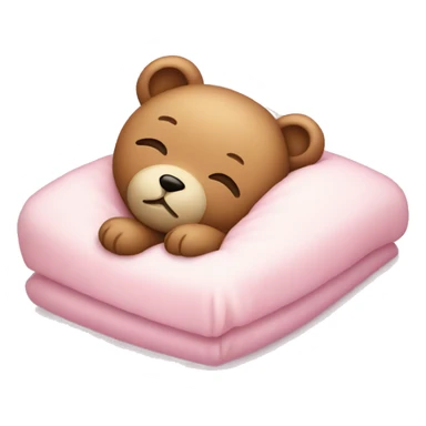 teddy bear sleeping wearing a light pink dress with a bow in its head sticker
