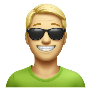A smiley face with sunglasses saying thanks champ sticker
