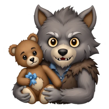 Werewolf with teddy bear toy  sticker