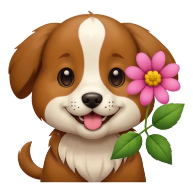 Dog with flower in mouth  sticker