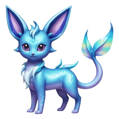 Shiny Nebulae Espeon-Lumineon-Vaporeon-Amaura-Glaceon-Dragonair-Fakémon-hybrid-creature (full body)  sticker