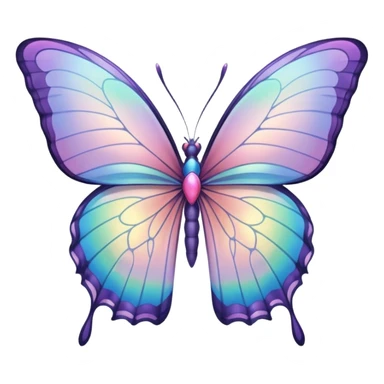 Iridescent pastel seethru  heart shaped wings of a large butterfly sticker