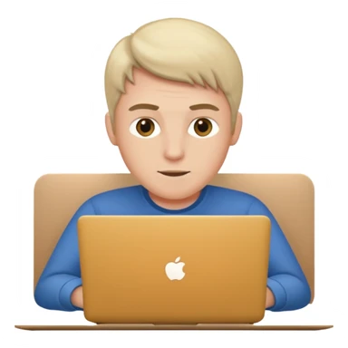 a fair man working on laptop , front view sticker