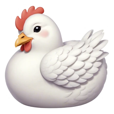 Meme-Worthy Cute Sleeping White Chicken Portrait Emoji, Head resting peacefully with a contented smile, showcasing a delightfully compact build and a luxuriously soft white plumage, eyes shut in a serene, restful nap, Simplified yet hilariously adorable features, highly detailed, glowing with a soft, drowsy light, high shine, relaxed and utterly lovable, stylized with an air of playful laziness, bright and heartwarming, soft glowing outline, capturing the essence of a comically sleepy chicken, so meme-worthy it feels like it could instantly become the next viral sensation of adorable slumber! sticker