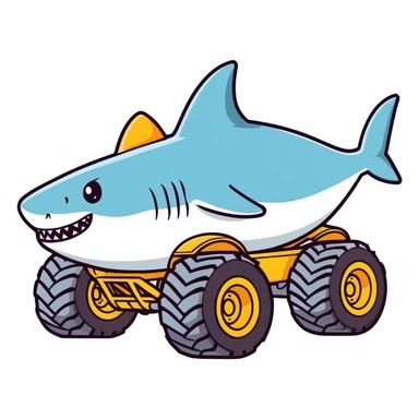 Shark monster truck sticker