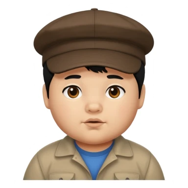 chubby boy black hair wearing cap sticker