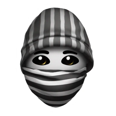 A robber with black & white lined dress, With a sack and weared a eye mask sticker