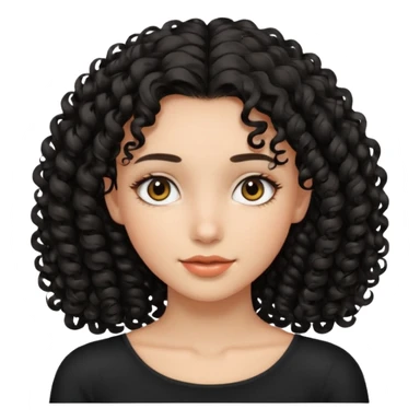 Uma garota de cabelos cacheados pretos até no ombro com o rosto harmônico e bonito, sem brincos sticker