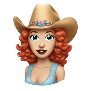 redhead drag queen with blue eyeshadow wearing pink cowboy hat  sticker