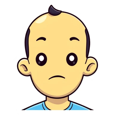 Guy with oversized forehead, comedic character, cartoonish male sticker