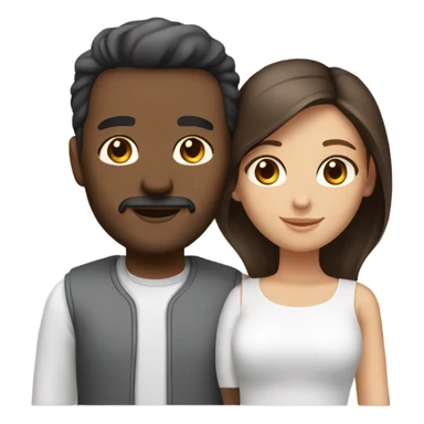 Couple wife + husband white color skin and black head and brown eyes sticker