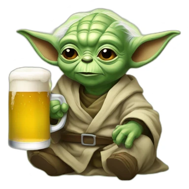 Yoda avec une bière sticker