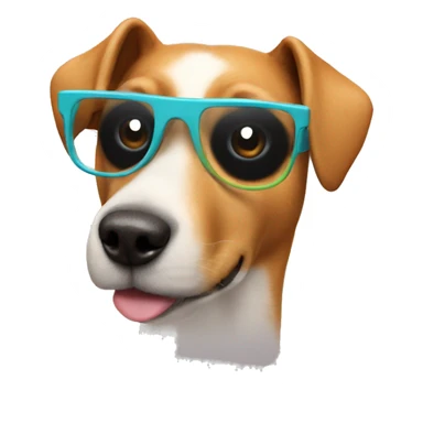 dog with 3d glasses sticker