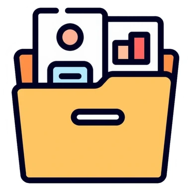 Portfolio folder with resume and charts sticker