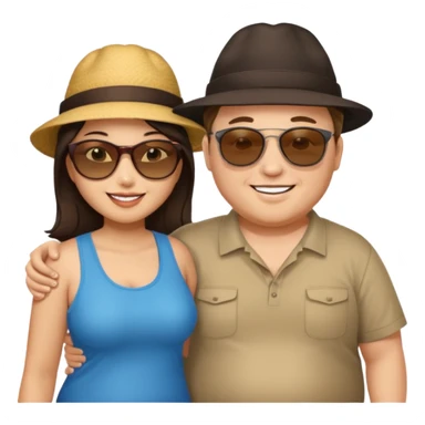 fat brunette white guy with fat brunette asian girl sticker