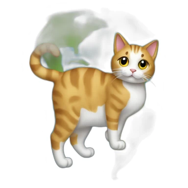 cat on top of a globe sticker