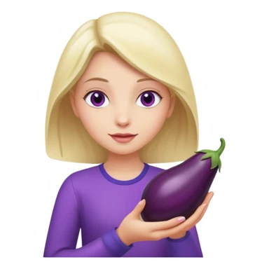 girl holding brinjal sticker
