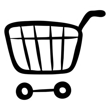 Hand-drawn shopping cart icon with a basket and wheels sticker