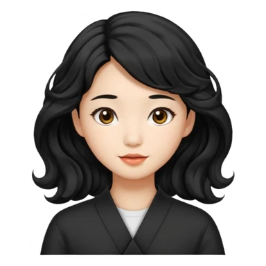 Red girly stuff asian black hair with wavy medium length sticker