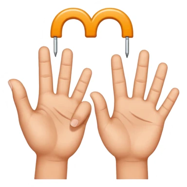 Two hands with one making a “c” and the other a “t”.. hands only use thumb and pointer fingers to create letters. The “t” goes inside the “c” and looks like it’s hanging off of it sticker