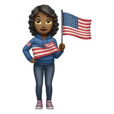 Girl with American flag sticker