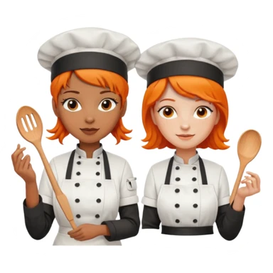 Dos chicas chef, una pelinaranja de pelo lacio y otra con pelo negro con rulos sticker
