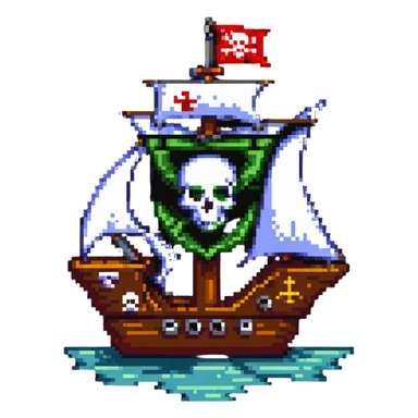 pirate ship with skull flag sticker