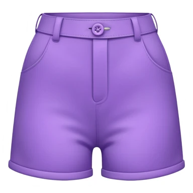 A 3D cartoon lavender-purple high-waist shorts with visible seams and buttons, soft shading, isolated plain background, Memoji-style. sticker