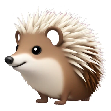 Hedgehog white brown quills one pink ear one brown ear different colored ears  sticker