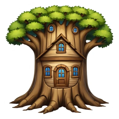 house inside a large dark tree trunk sticker