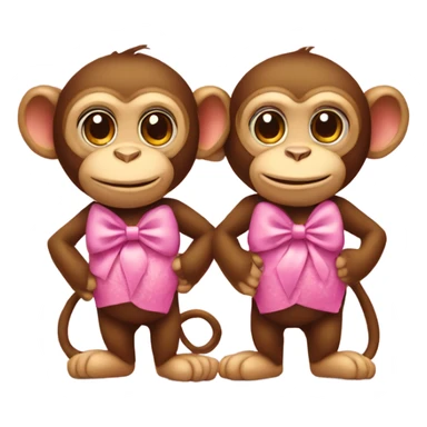 two monkeys in love, one is wearing a pink bow  sticker