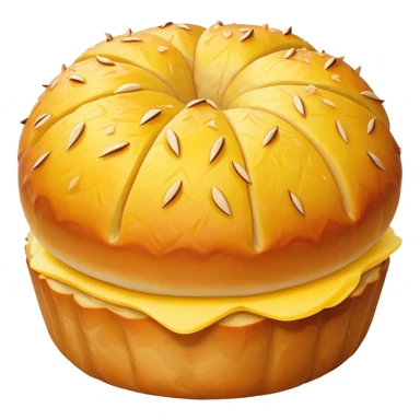 Chinese pineapple bun with crispy yellow top crust, simplified emoji style with bold outlines and bright colors, cartoon style Bo Lo Bao pastry sticker