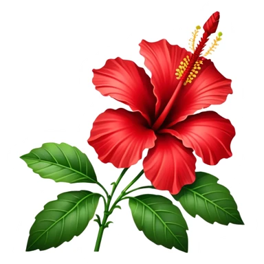 single red Hawaiian hibiscus, straight stem sticker