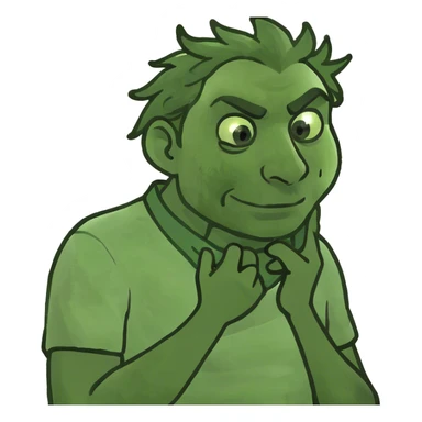 man holding neck sticker