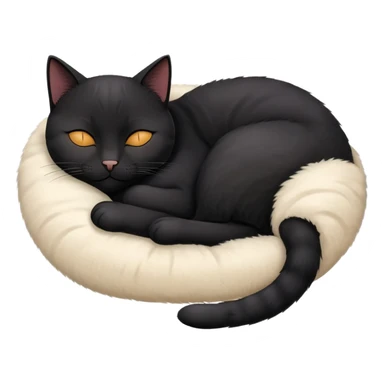 american short hair black cat sleeping sticker