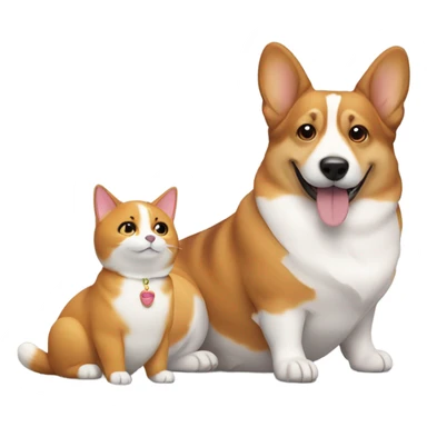 cat and dog - corgy sticker