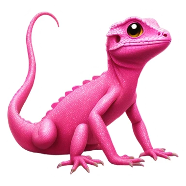 Hot pink lizard with glitter sitting  sticker