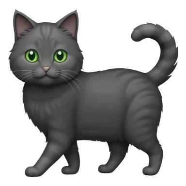 full body solid dark grey cat with green eyes, white paws and white whiskers walking sticker