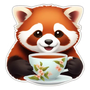 red panda with tea sticker