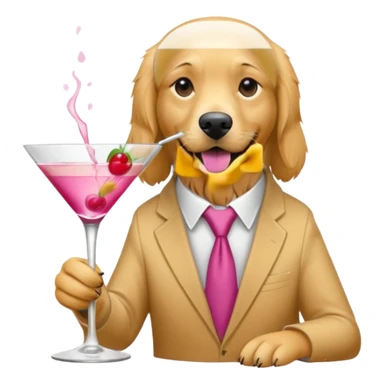 female golden retriever drinking pink martini  sticker