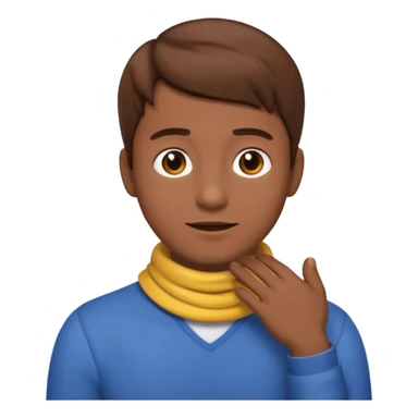 Emoji guy brown hair and hands around neck itself  sticker