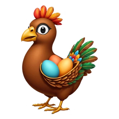 A 3D cartoon Sankofa bird with its head turned backward holding an egg in its beak, symbolizing learning from the past, vibrant colors, smooth lighting, Memoji-style rendering. sticker