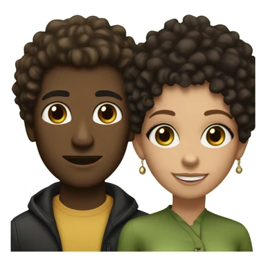 Interracial couple. (Tall White man brown hair green eyes) (black woman mocha skin black kinky curly hair brown eyes) sticker